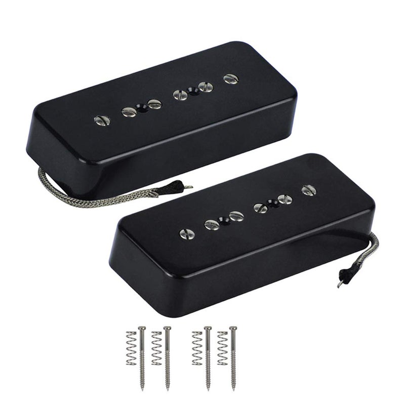 FLEOR Alnico 5 Single Coil Soap Bar P90 Neck & Bridge Pickup Set - Black - Image 1